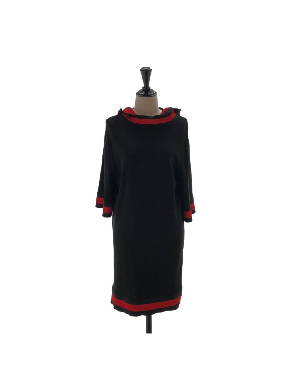 Gucci Rayon Sherry Line Half Sleeve Hooded Dress Black Hoodie M